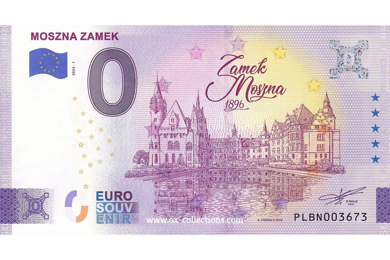 Zero Euro Note Moszna Zamek 2024-1 souvenir