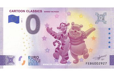 Zero Euro Note Cartoon Classics Winnie the Pooh 2024-1 souvenir