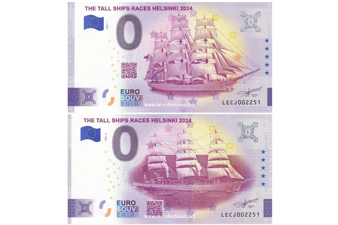 FI - The Tall Ships Races - 2024-02 SET Zero Euro Note The Tall Ships Races SET 2024-2 souvenir
