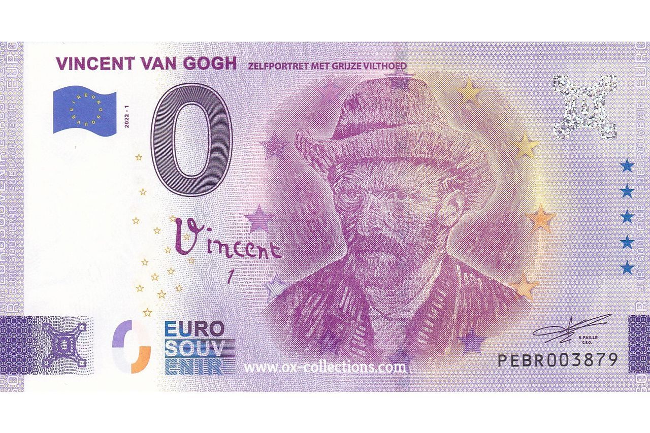 NL - Vincent van Gogh - 2022-01 Zero Euro Note Vincent van Gogh 2022-1 souvenir