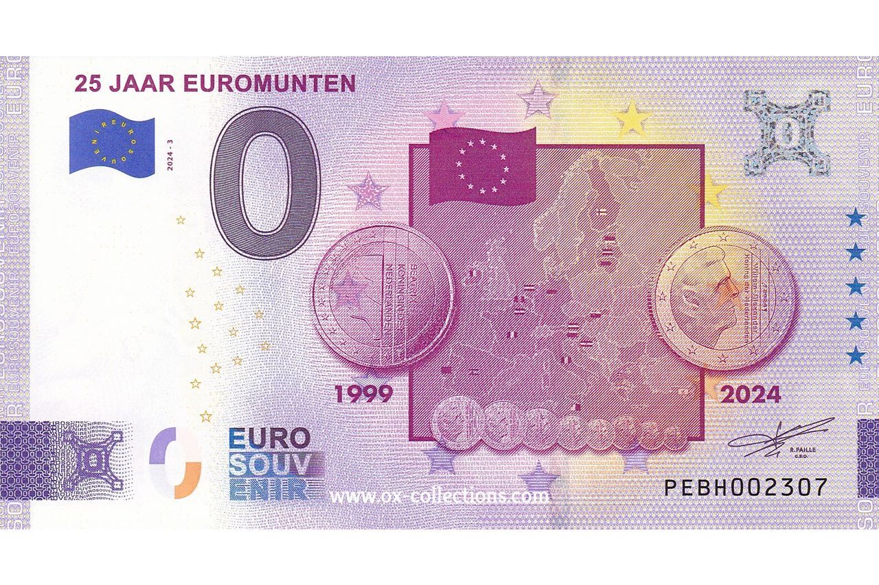 NL - 25 Jaar Euromunten - 2024-03 Billet 0 euro 25 Jaar Euromunten 2024-3 souvenir