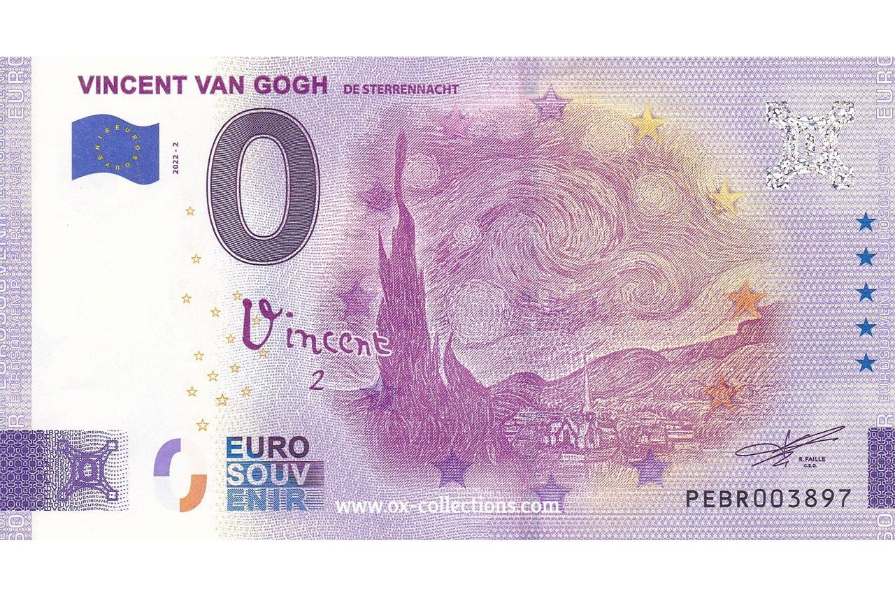 Zero Euro Note Vincent van Gogh 2022-2 souvenir