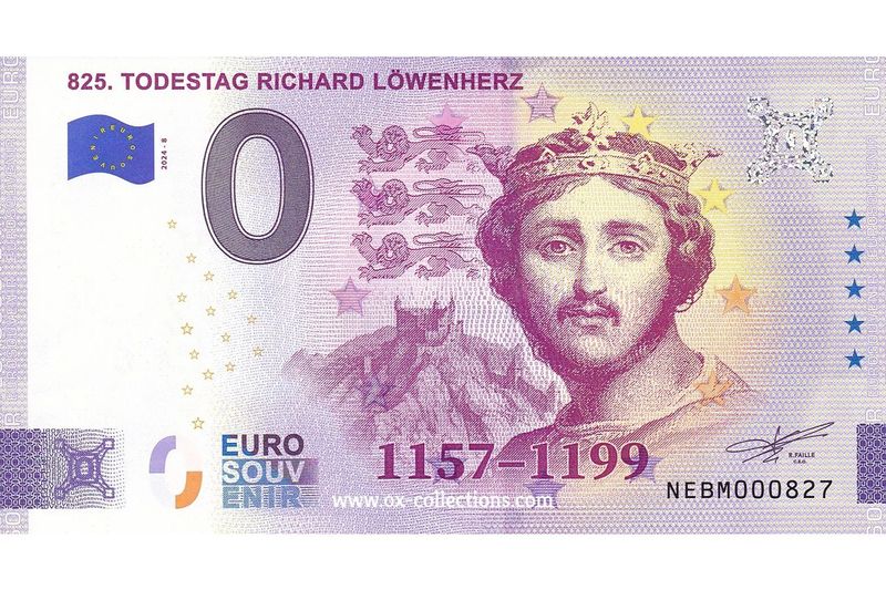 0 Euro-Schein 825. Todestag Richard Löwenherz 2024-8 Souvenir