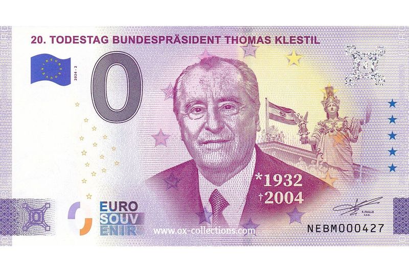 Zero Euro Note 20. Todestag Thomas Klestil 2024-2 souvenir