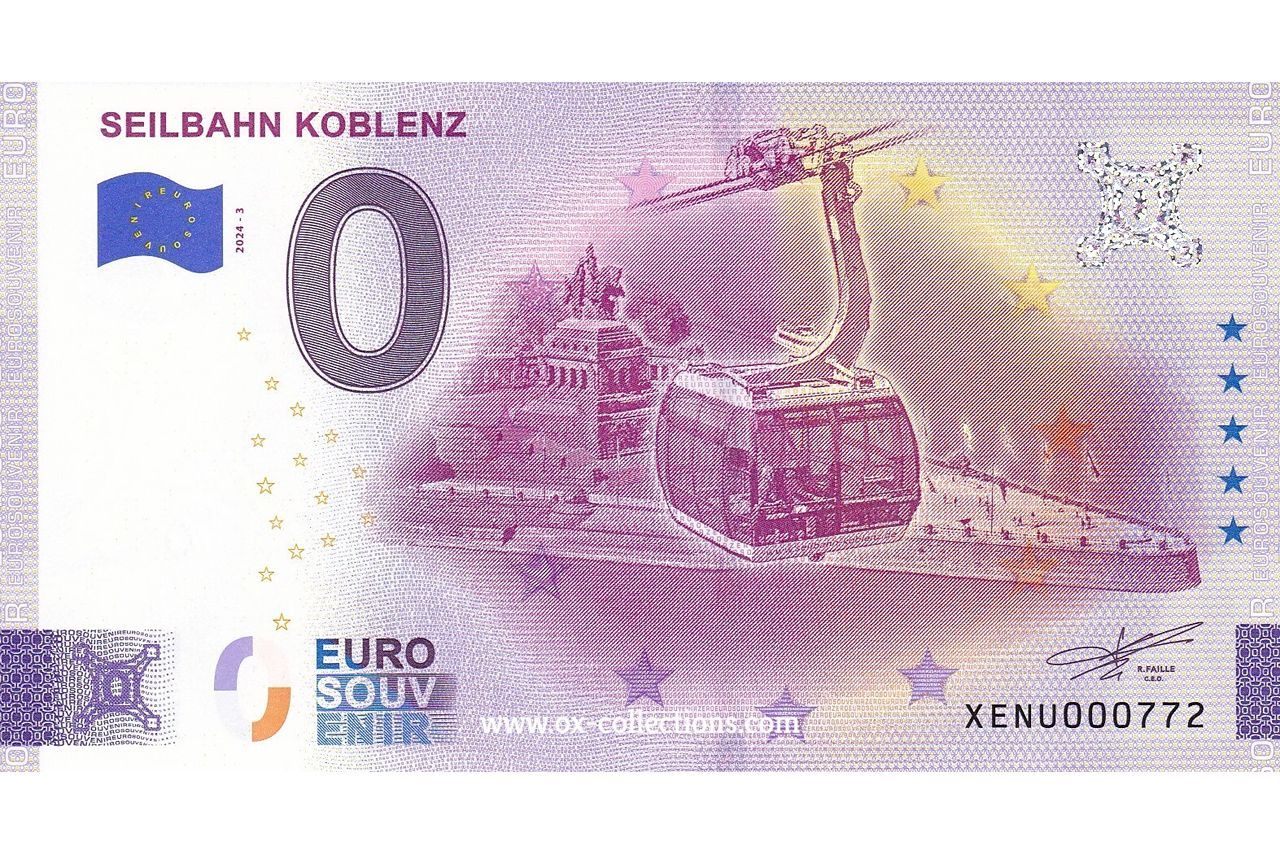 0 Euro-Schein Seilbahn Koblenz 2024-3 Souvenir