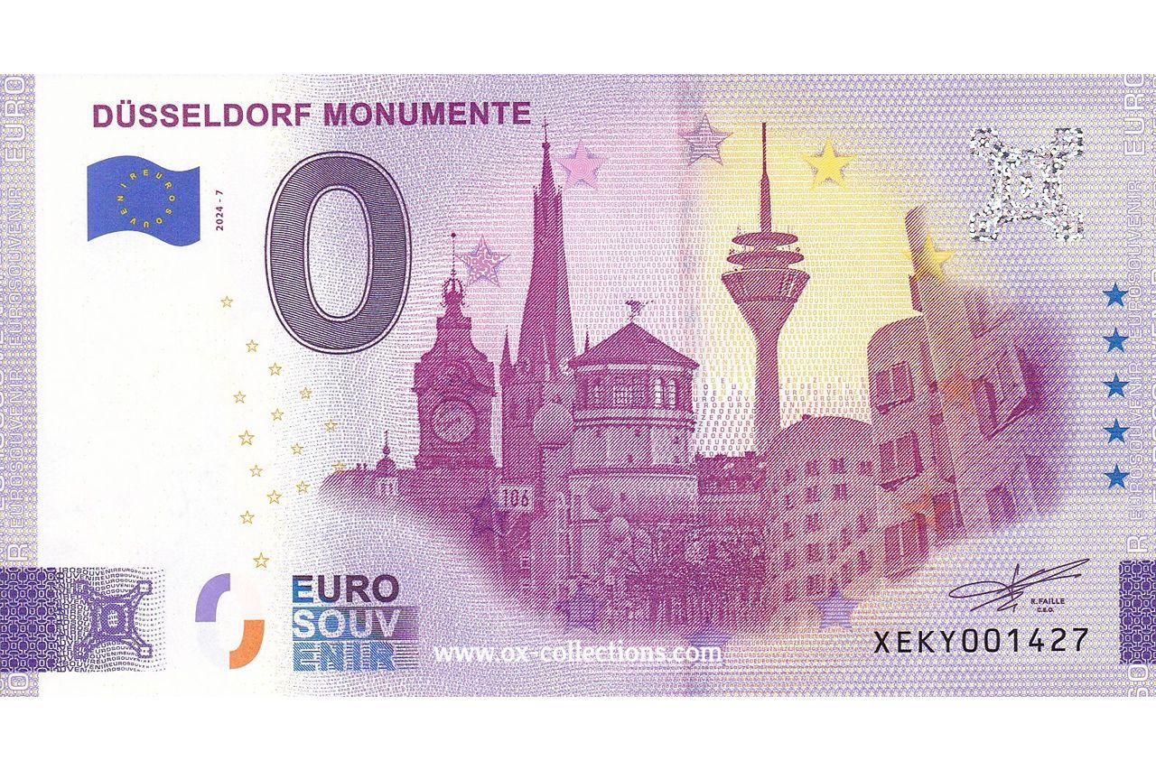 0 Euro-Schein Düsseldorf Monumente 2024-7 Souvenir
