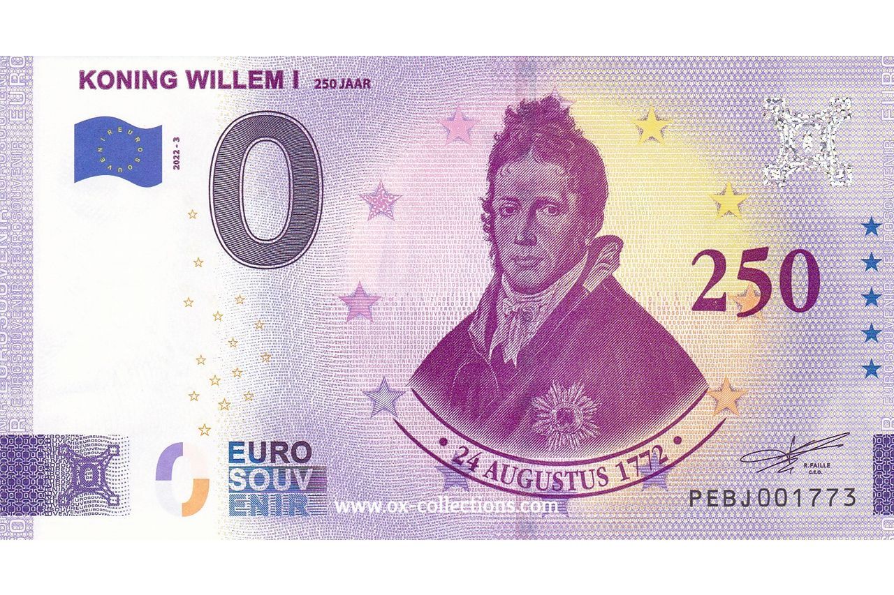 NL - Koning Willem I - 2022-03 Billet 0 euro Koning Willem I 2022-3 souvenir