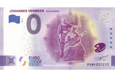 NL - Johannes Vermeer - 2023-08 Billet 0 euro Johannes Vermeer 2023-8 souvenir