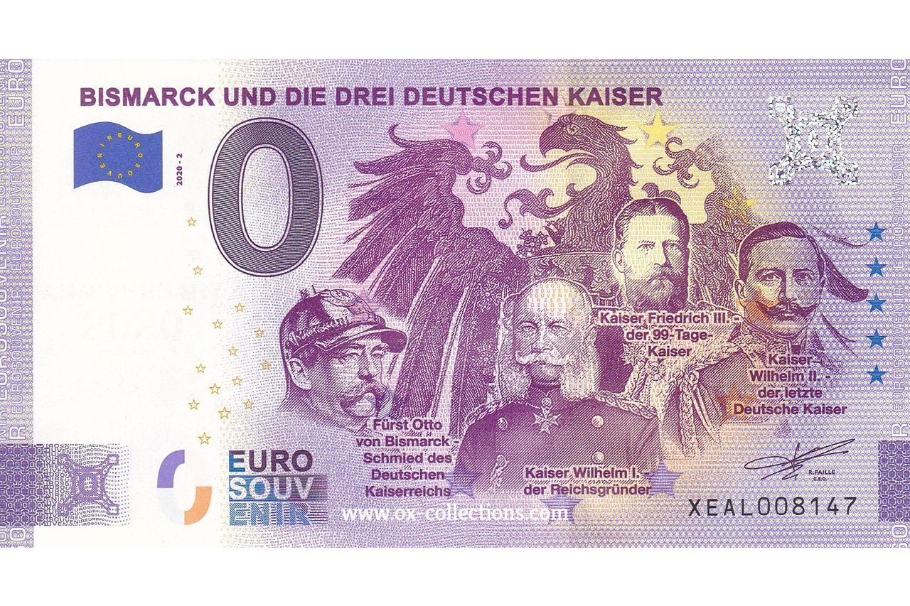 Zero Euro Note Bismarck und die deutschen Kaiser 2020-2 Anni souvenir