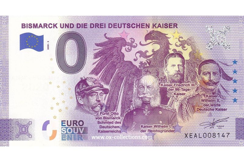 Zero Euro Note Bismarck und die deutschen Kaiser 2020-2 Anni souvenir
