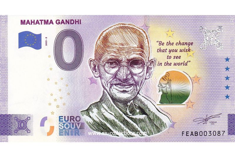 Zero Euro Note Mahatma Gandhi COLOR 2023-2 souvenir