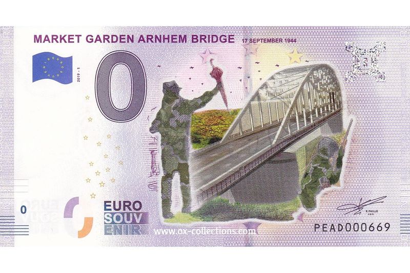 Billet 0 euro Market Garden Arnhem Bridge COULEUR 2019-1 souvenir