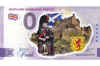 Zero Euro Note Edinburgh Castle COLOR 2024-14 souvenir