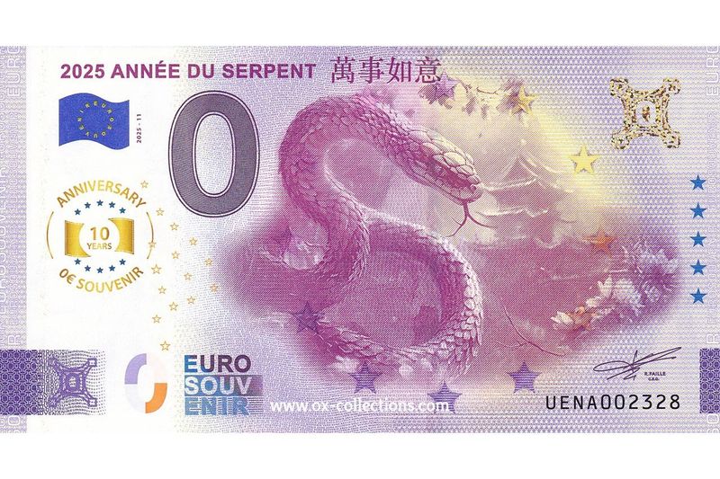 Zero Euro Note Année du Serpent 2025-11 Anni souvenir