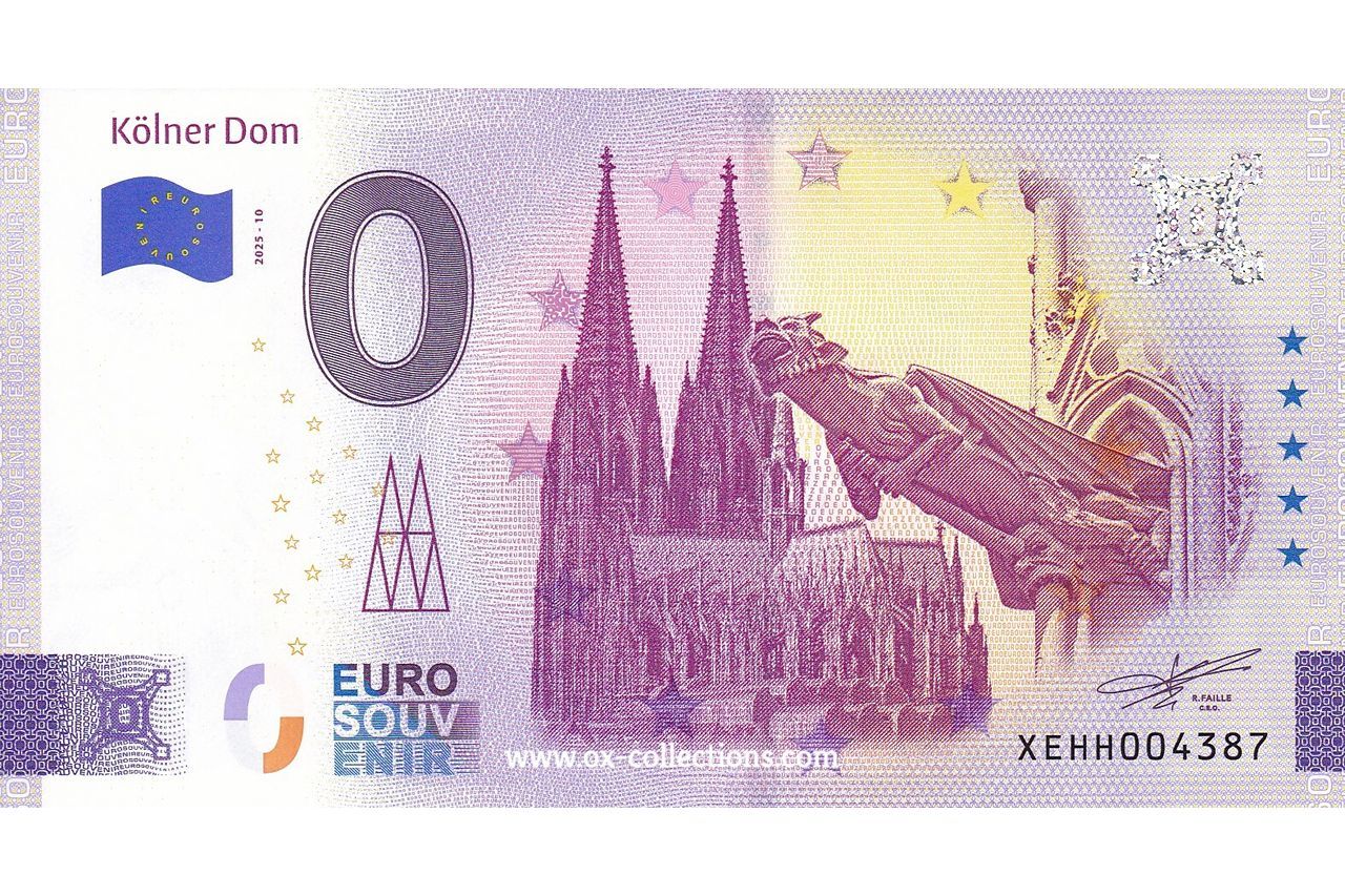 Zero Euro Note Kölner Dom 2025-10 souvenir