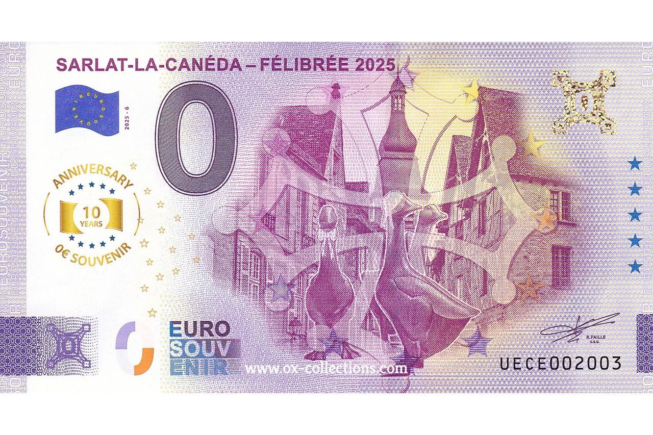 FR - Sarlat-la-Canéda - 2025-06 0 Euro-Schein Sarlat-la-Canéda 2025-6 Anni Souvenir
