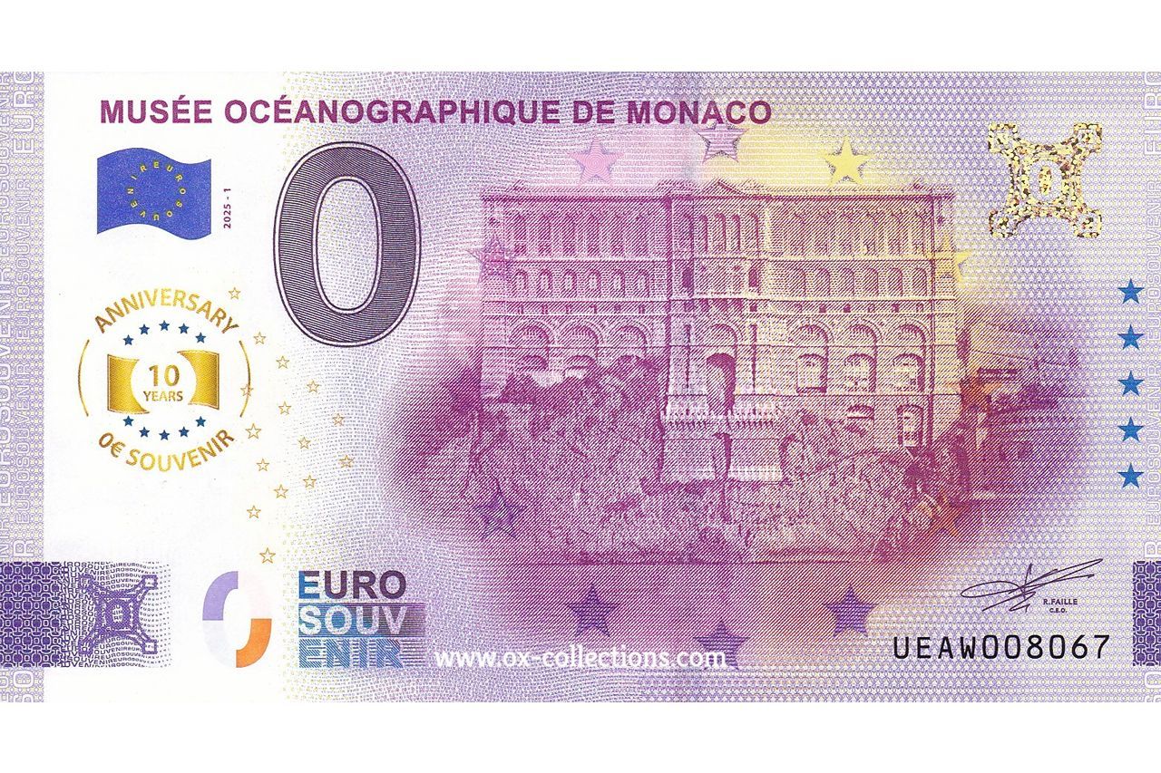 0 Euro-Schein Musée Océanographique 2025-1 Anni Souvenir