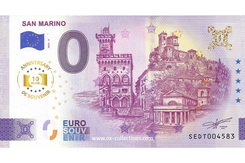 0 Euro-Schein San Marino 2025-4 Anni