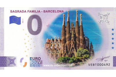 Zero Euro Note Sagrada Familia COLOR 2024-6 souvenir
