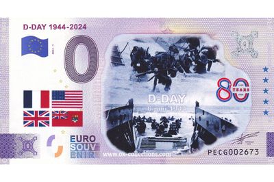 Zero Euro Note D-Day 1944-2024 COLOR 2024-1 souvenir