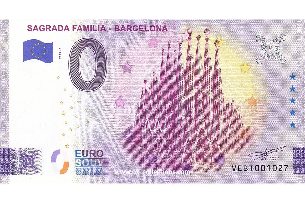 Zero Euro Note Sagrada Familia 2025-6 souvenir