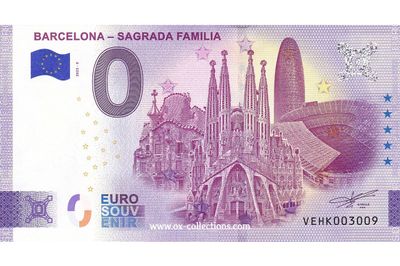 0 Euro-Schein Barcelona Sagrada Familia 2025-3