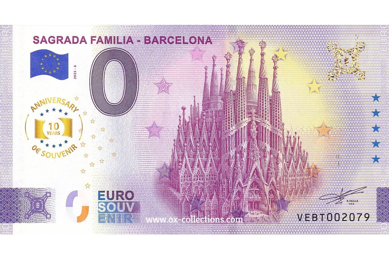 0 Euro-Schein Sagrada Familia 2025-6 Anni