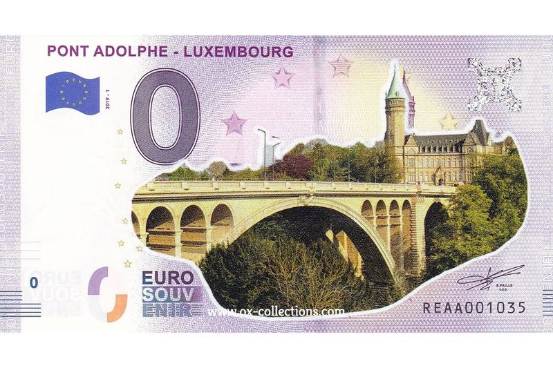 Zero Euro Note Pont Adolphe COLOR 2019-1 souvenir
