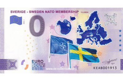 Zero Euro Note Sweden Nato Membership COLOR 2024-1 souvenir