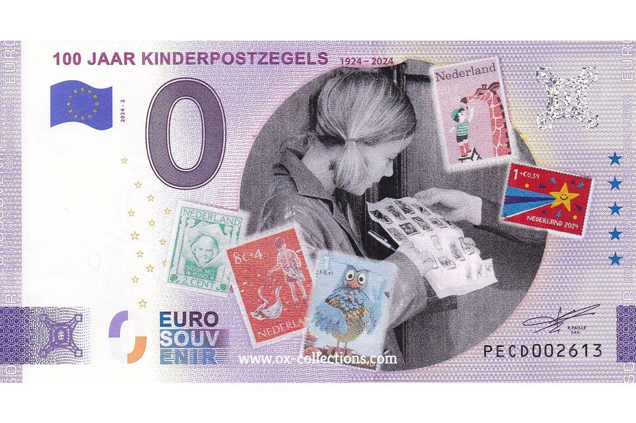 NL - 100 Jaar Kinderpostzegels - 2024-02 COLOR Zero Euro Note 100 Jaar Kinderpostzegels COLOR 2024-2 souvenir