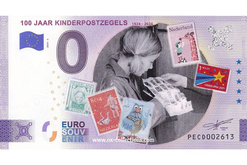 NL - 100 Jaar Kinderpostzegels - 2024-02 COLOR Zero Euro Note 100 Jaar Kinderpostzegels COLOR 2024-2 souvenir