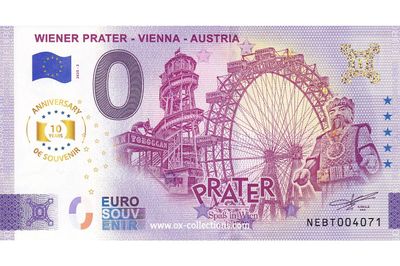 Zero Euro Note Wiener Prater 2025-3 Anni souvenir