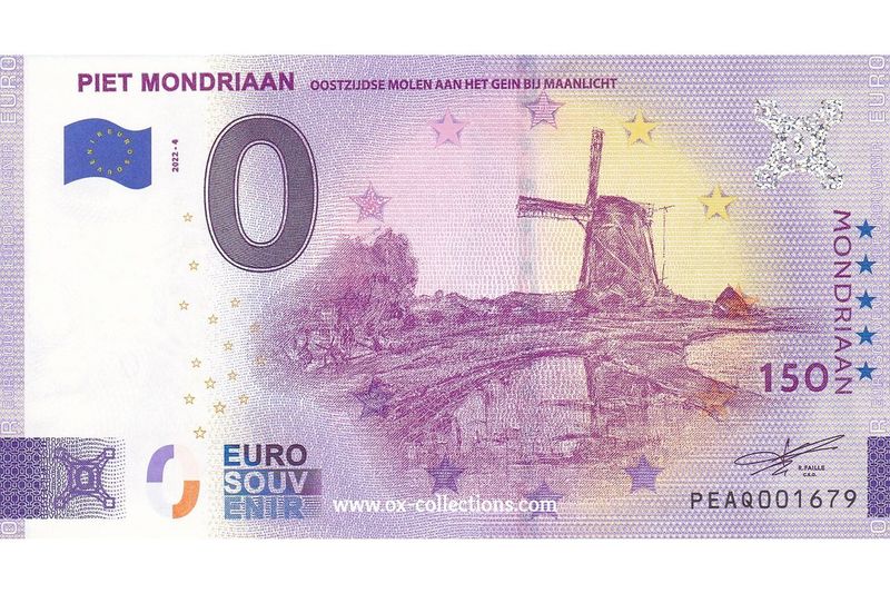 NL - Piet Mondriaan - 2022-04 Billet 0 euro Piet Mondriaan 2022-4 souvenir