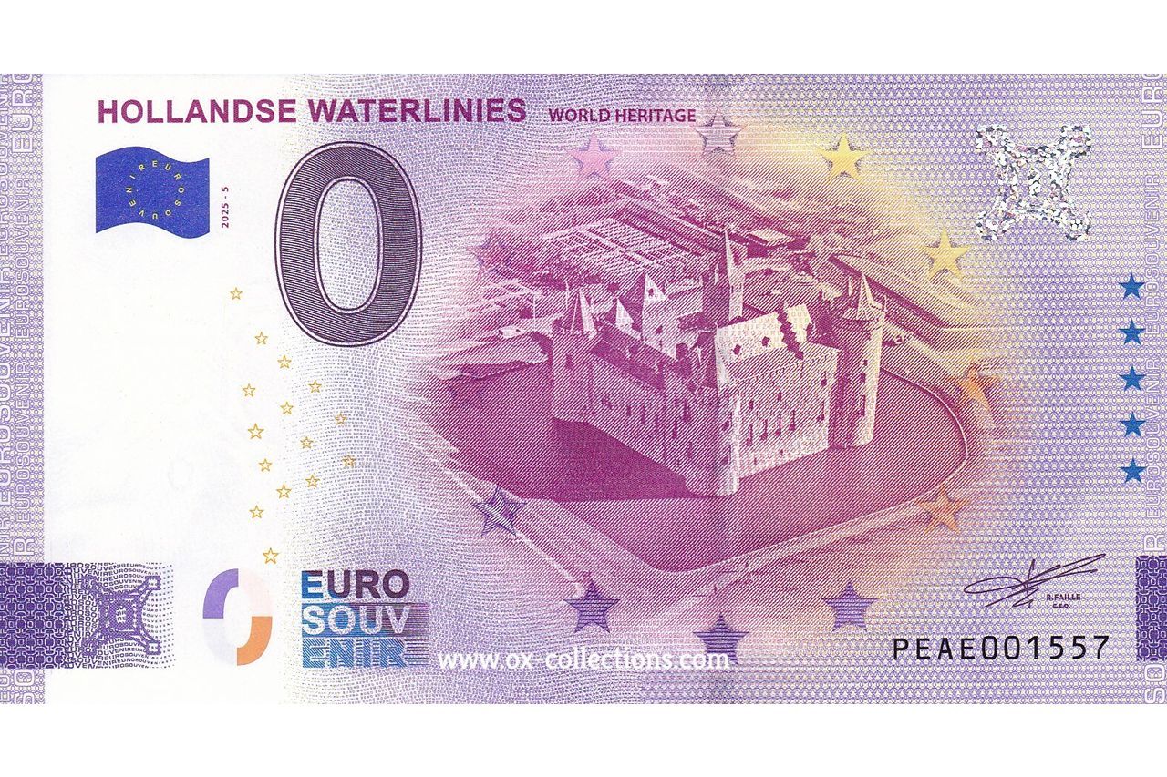 Zero Euro Note Hollandse Waterlinies 2025-5 souvenir