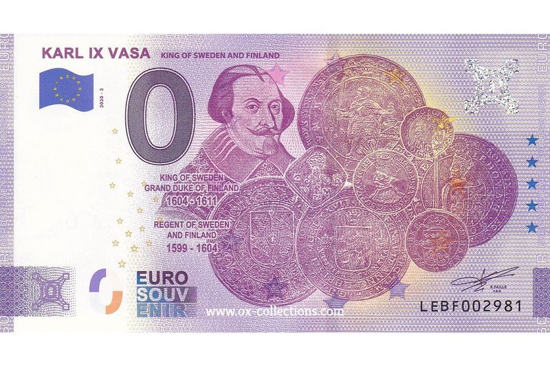 Zero Euro Note Karl IX Vasa 2020-2 souvenir
