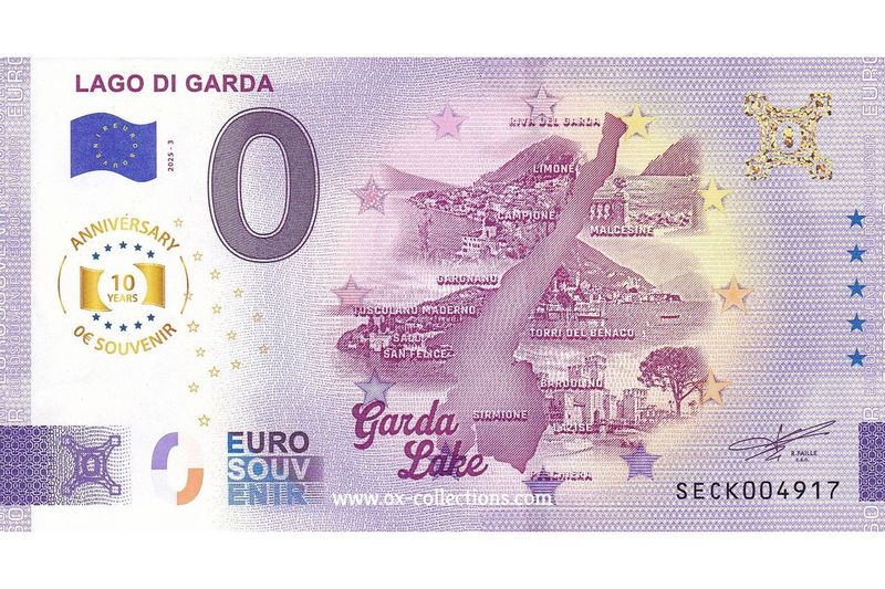 IT - Lago di Garda - 2025-03 0 Euro-Schein Lago di Garda 2025-3 Anni Souvenir
