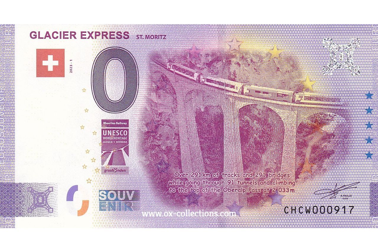 CH - Glacier Express - 2023-01 0 Euro-Schein Glacier Express 2023-1 Souvenir