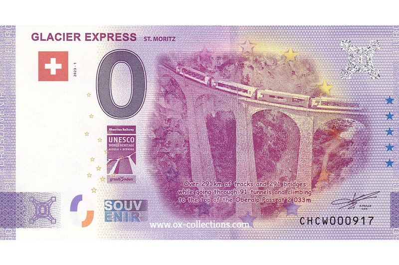 CH - Glacier Express - 2023-01 0 Euro-Schein Glacier Express 2023-1 Souvenir