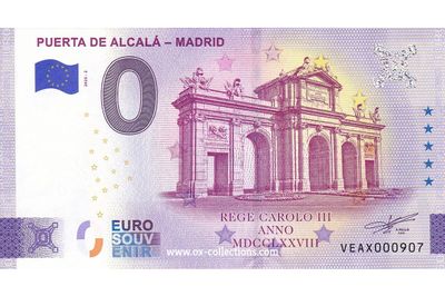 Zero Euro Note Puerta de Alcalá Madrid 2025-2 souvenir