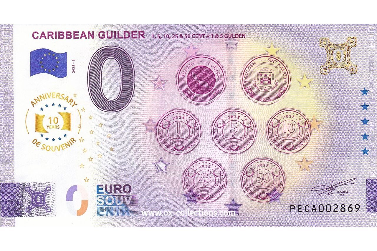 NL - Caribbean Guilder - 2025-03 Zero Euro Note Caribbean Guilder 2025-3 Anni souvenir