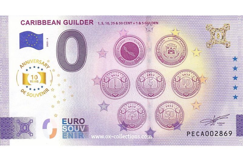Billet 0 euro Caribbean Guilder 2025-3 Anni souvenir