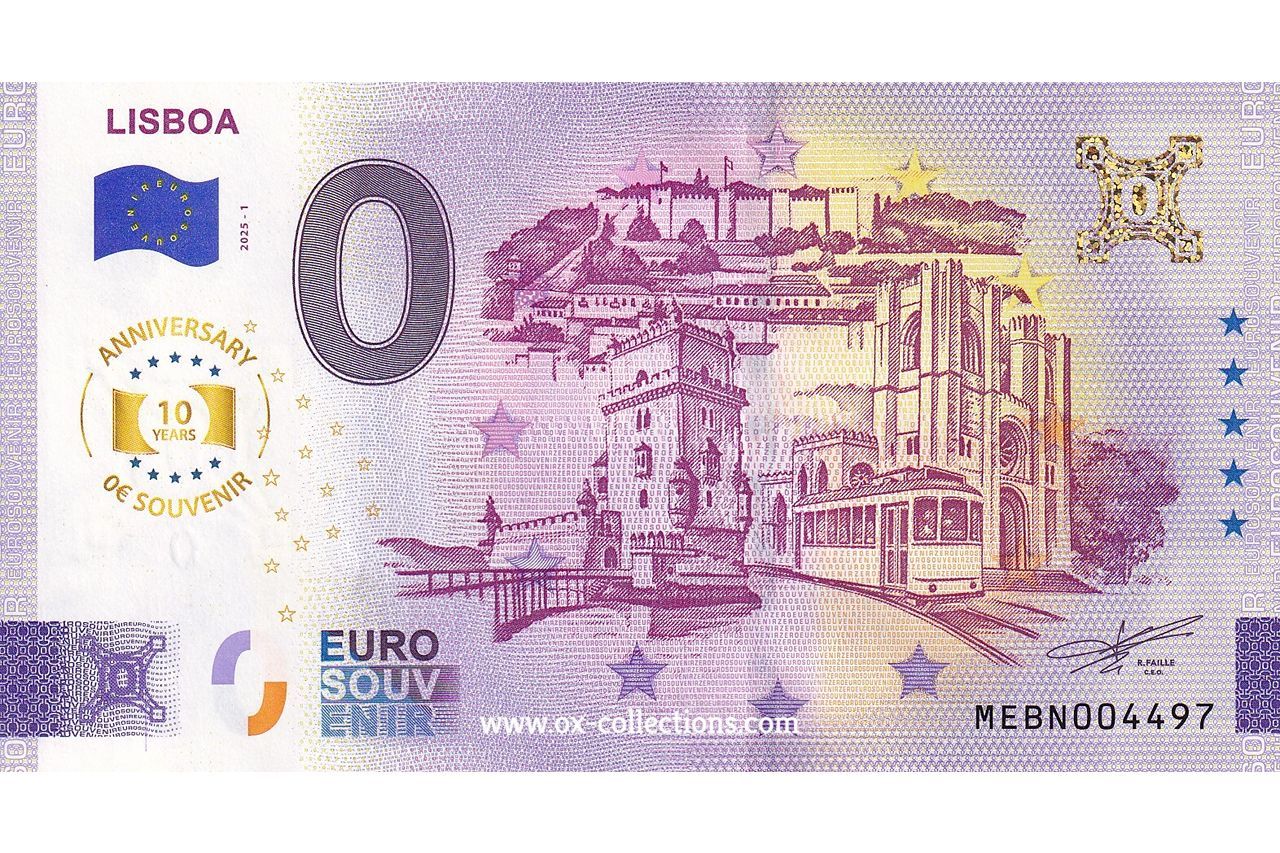 Zero Euro Note Lisboa 2025-1 Anni souvenir