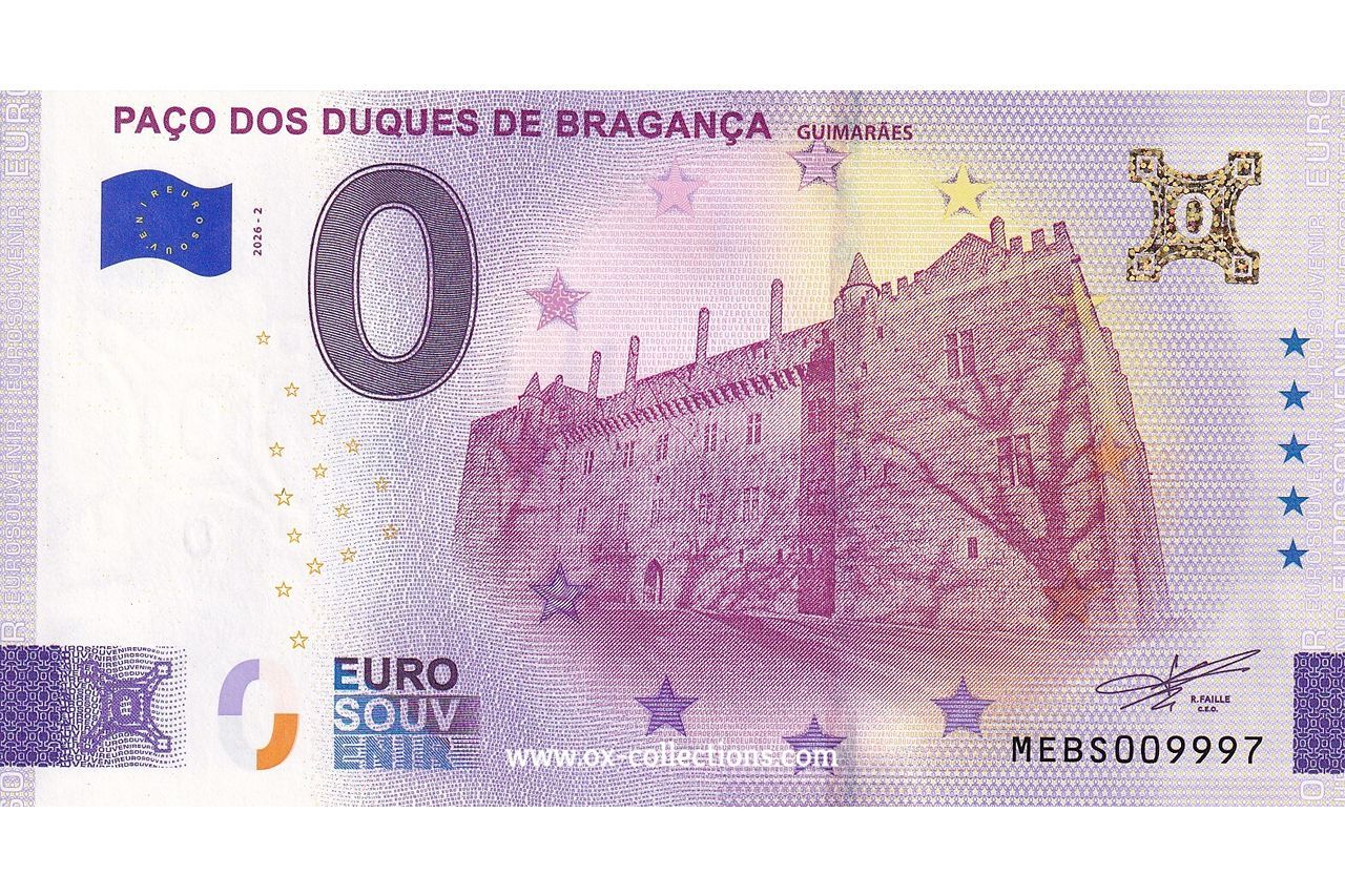 Zero Euro Note Paço dos Duques de Bragança 2026-2 Gold souvenir