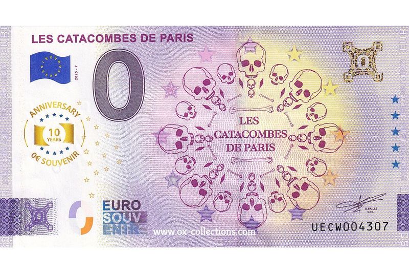0 Euro-Schein Les Catacombes de Paris 2025-7 Anni