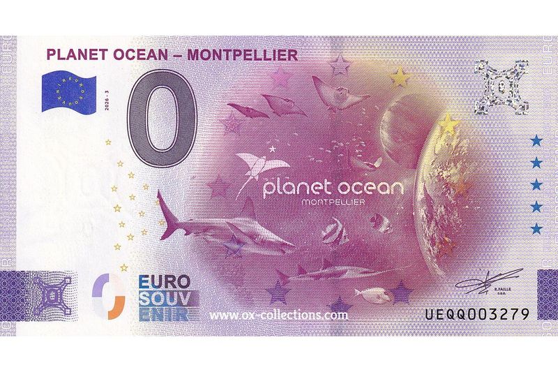 Zero Euro Note Planet Ocean Montpellier 2026-3 souvenir