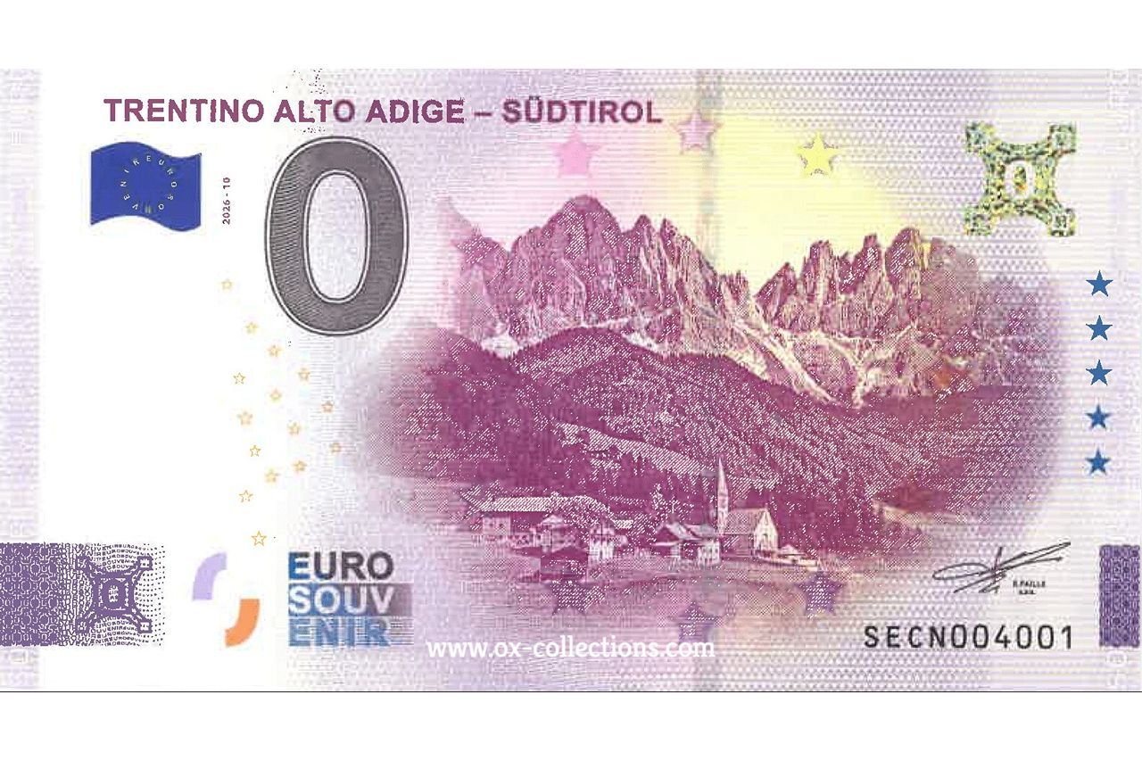 0 Euro-Schein Trentino Alto Adige 2026-10 Gold