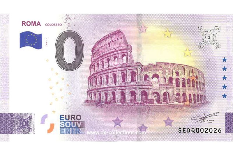 Zero Euro Note Roma 2026-3 souvenir