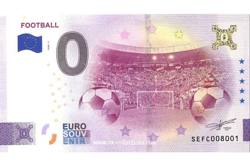 Zero Euro Note Football 2026-3 Gold souvenir