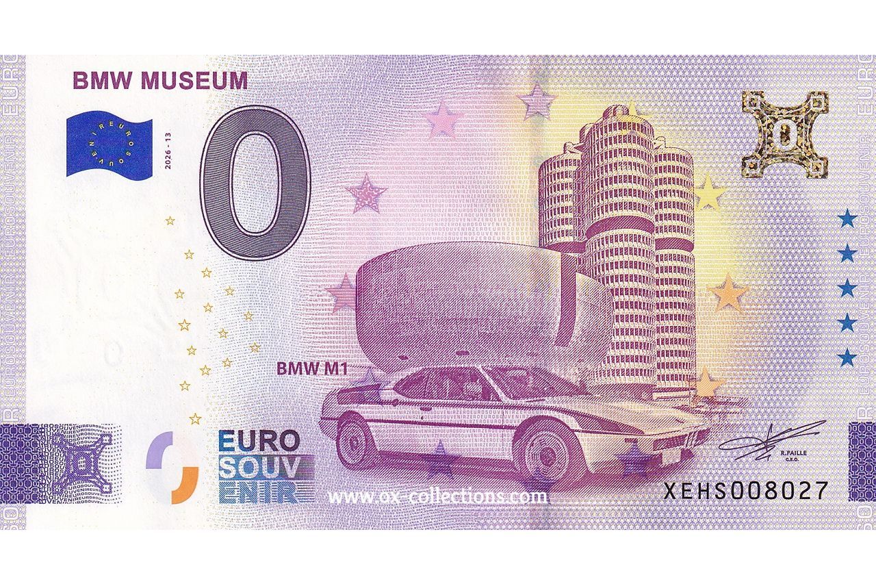 DE - BMW Museum - 2026-13 BMW M1 0 Euro-Schein BMW Museum BMW M1 2026-13 Gold Souvenir