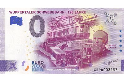 0 Euro-Schein Wuppertaler Schwebebahn 2026-7 Souvenir